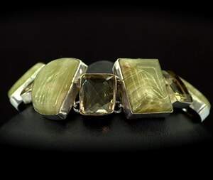 Браслет у срібному покритті з Пренітами та цитринами 44,45 г18+3 см