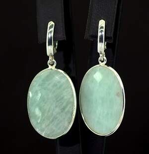 Сережки у срібному покритті з Амазонітами 8,54 г
