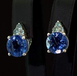 Срібні сережки 925 проби 7,32 г з Флюоритами Блу Джон та фіанітами 10,42 карат