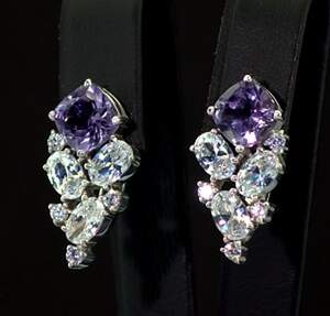 Срібні сережки 925 проби 7,21 г з бразильськими Аметистами та фіанітами 8,61 карат