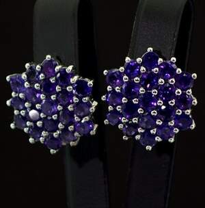 Срібні сережки 925 проби 11,82 г з африканськими Аметистами 10,26 карат Срібні сережки 925 проби 11,82 г з африканськими Аметистами 10,26 карат