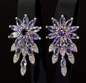 Срібні сережки 925 проби 9,96 г з бразильськими Аметистами та фіанітами 7,15 карат Срібні сережки 925 проби 9,96 г з бразильськими Аметистами та фіанітами 7,15 карат