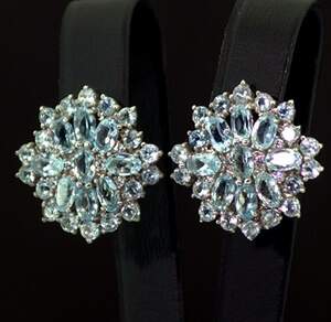 Срібні сережки 925 проби 10,15 г з блакитними Топазами та фіанітами 8,35 карат Срібні сережки 925 проби 10,15 г з блакитними Топазами та фіанітами 8,35 карат