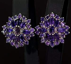 Срібні сережки 925 проби 9,76 г з бразильськими Аметистами та фіанітами 6,12 карат Срібні сережки 925 проби 9,76 г з бразильськими Аметистами та фіанітами 6,12 карат