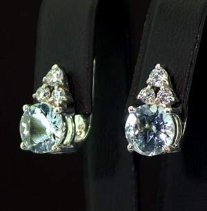 Срібні сережки 925 проби 4,44 г з Аквамаринами та фіанітами 3,85 карат