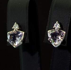 Срібні сережки 925 проби 3,32 г з болівійськими Аметринами та фіанітами 2,7 карат