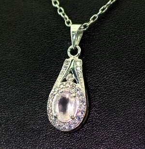 Срібна підвіска 925 проби 2,58 г з рожевим Кварцем та фіанітами 1,94 карат