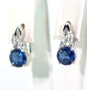 Серебряные серьги 925 пробы 3,78 г с Флюоритами Блу Джон и цирконами 2,78 карат Серебряные серьги 925 пробы 3,78 г с Флюоритами Блу Джон и цирконами 2,78 карат