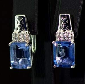 Серебряные серьги 925 пробы 5,9 гр. с Флюоритами Блу Джон и топазами из США 7,85 карат