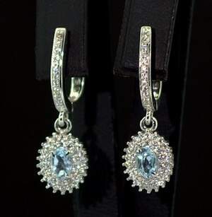 Срібні сережки 925 проби 5,25 г з бразильськими Топазами та фіанітами 2,18 карат Срібні сережки 925 проби 5,25 г з бразильськими Топазами та фіанітами 2,18 карат