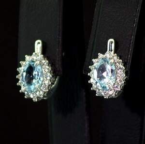 Срібні сережки 925 проби 3,23 г з бразильськими Топазами та фіанітами 2,08 карат Срібні сережки 925 проби 3,23 г з бразильськими Топазами та фіанітами 2,08 карат