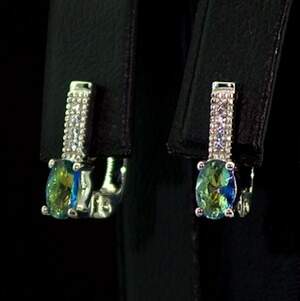 Срібні сережки 925 проби 2,53 г з містичними Топазами та цирконами 0,74 карат Срібні сережки 925 проби 2,53 г з містичними Топазами та цирконами 0,74 карат