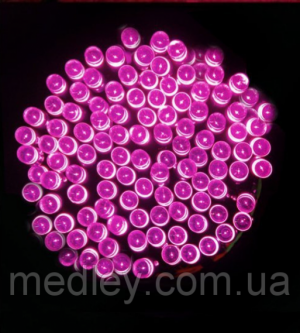 Светодиодная гирлянда на солнечной батарее 100 LED розовый 12м Светодиодная гирлянда на солнечной батарее 100 LED розовый 12м