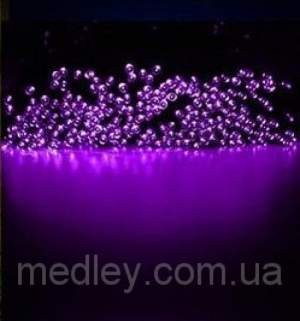 Светодиодная гирлянда на солнечной батарее 100 LED фиолетовый 12м