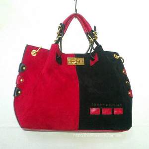 Женская сумка Tommy Hilfiger Suede-Red-Black #246