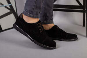 Туфли мужские замшевые черные на шнурках