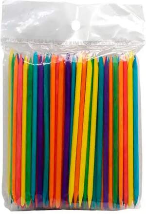 Апельсиновые палочки для маникюра цветные, 100шт