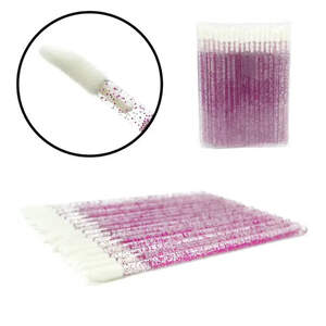 Аппликаторы-макробраши для ресниц с блестками, 50шт