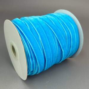 Бархатная лента декоративная 1см боб. 46м. цвет лазурный