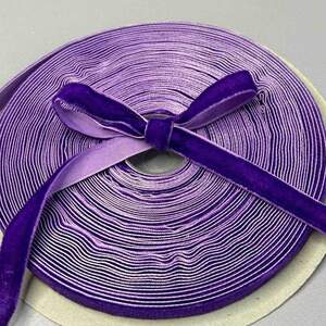 Бархатная лента декоративная 1см, моток 14 м - фиолетовый