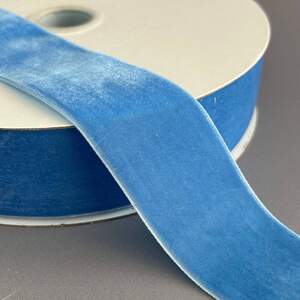 Бархатная лента декоративная 4 см 22 м - голубой