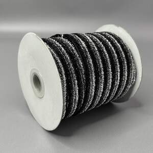 Бархатная лента с люрексом 1см. боб. 46м, серебро градиент