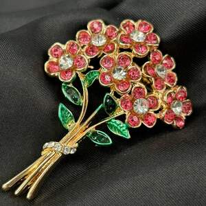 Брошь 4,5х6 см Букет металл - золото