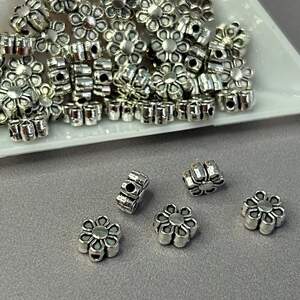 Бусина металлическая Ромашка 7 мм, цвет Сталь