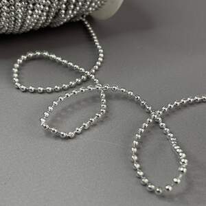 Бусины на нитке 1 метр, Ø3 мм, серебро