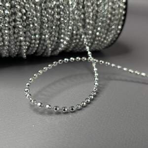 Бусины на нитке рондель, Ø3мм - Серебро