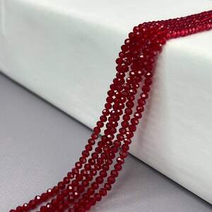 Бусины хрустальные рондель 4х3мм, нить-130 шт, красный темный прозрачный Бусины хрустальные рондель 4х3мм, нить-130 шт, красный темный прозрачный