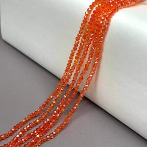 Бусины хрустальные рондель 4х3мм, нить-130 шт, оранжевый прозрачный с АВ Бусины хрустальные рондель 4х3мм, нить-130 шт, оранжевый прозрачный с АВ