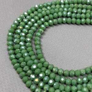 Бусины хрустальные рондель 4х3мм, нить-130 шт, салатовый матовый с АВ Бусины хрустальные рондель 4х3мм, нить-130 шт, салатовый матовый с АВ