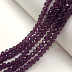 Бусины хрустальные рондель 4х3мм, нить-135 шт, аметистовый прозрачный Бусины хрустальные рондель 4х3мм, нить-135 шт, аметистовый прозрачный