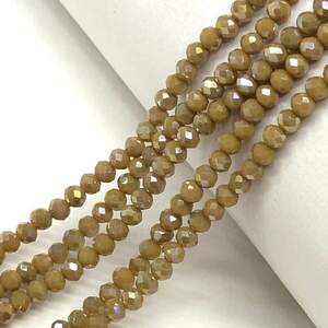 Бусины хрустальные рондель 4х3мм, нить-135 шт, бежевый матовый с покрытием АВ Бусины хрустальные рондель 4х3мм, нить-135 шт, бежевый матовый с покрытием АВ