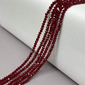 Бусины хрустальные рондель 4х3мм, нить-135 шт, бордовый матовый Бусины хрустальные рондель 4х3мм, нить-135 шт, бордовый матовый