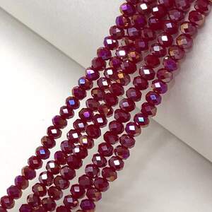 Бусины хрустальные рондель 4х3мм, нить-135 шт, гранатовый матовый с АВ