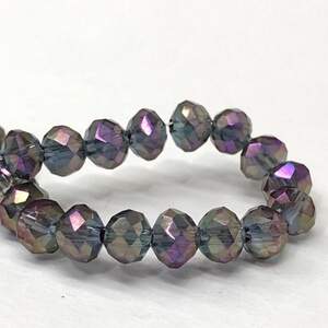 Бусины хрустальные рондель 4х3мм, нить-135 шт, дымчатый прозрачный с покрытием АВ