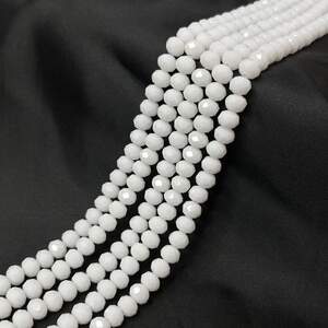 Бусины хрустальные рондель 8х6мм, нить-60 шт, белый матовый