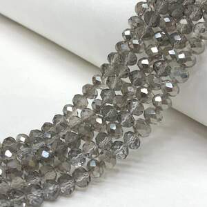 Бусины хрустальные рондель 8х6мм, нить-60 шт, дымчатый прозрачный Бусины хрустальные рондель 8х6мм, нить-60 шт, дымчатый прозрачный
