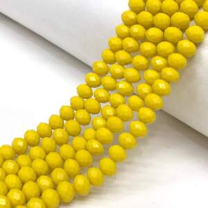 Бусины хрустальные рондель 8х6мм, нить-60 шт, желтый матовый Бусины хрустальные рондель 8х6мм, нить-60 шт, желтый матовый