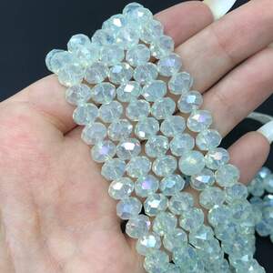 Бусины хрустальные рондель 8х6мм, нить-60 шт, лунный прозрачный с покрытием АВ Бусины хрустальные рондель 8х6мм, нить-60 шт, лунный прозрачный с покрытием АВ