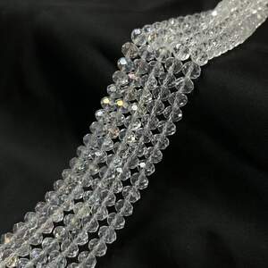 Бусины хрустальные рондель 8х6мм, нить-60 шт, прозрачный с переливом Бусины хрустальные рондель 8х6мм, нить-60 шт, прозрачный с переливом