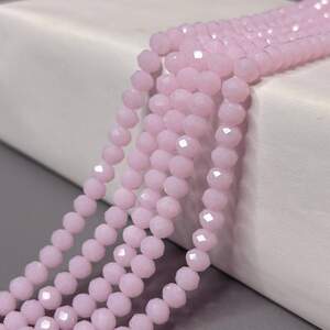 Бусины хрустальные рондель 8х6мм, нить-60 шт, розовый матовый Бусины хрустальные рондель 8х6мм, нить-60 шт, розовый матовый