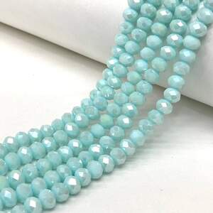 Бусины хрустальные рондель 8х6мм, нить-60 шт, светло-голубой матовый с покрытием АВ Бусины хрустальные рондель 8х6мм, нить-60 шт, светло-голубой матовый с покрытием АВ