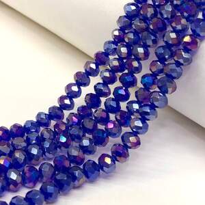 Бусины хрустальные рондель 8х6мм, нить-60 шт, темно-синий с покрытием АВ Бусины хрустальные рондель 8х6мм, нить-60 шт, темно-синий с покрытием АВ