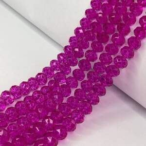 Бусины хрустальные рондель 8х6мм, нить-60 шт, фуксия прозрачный Бусины хрустальные рондель 8х6мм, нить-60 шт, фуксия прозрачный
