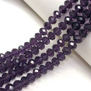 Бусины хрустальные рондель 8х6мм, нить-65 шт, аметистовый прозрачный Бусины хрустальные рондель 8х6мм, нить-65 шт, аметистовый прозрачный