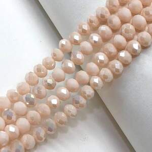 Бусины хрустальные рондель 8х6мм, нить-65 шт, бежевый матовый Бусины хрустальные рондель 8х6мм, нить-65 шт, бежевый матовый