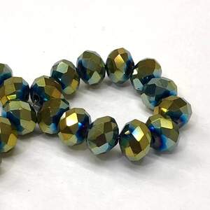 Бусины хрустальные рондель 8х6мм, нить-65 шт, гальваническое сине-золотое напыление Бусины хрустальные рондель 8х6мм, нить-65 шт, гальваническое сине-золотое напыление